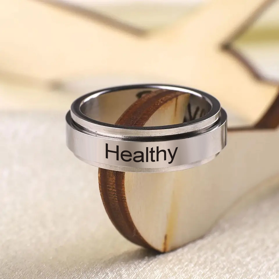 Initial Ring Custom - COOLTIME Anxiety Relief Custom Engraved Name
