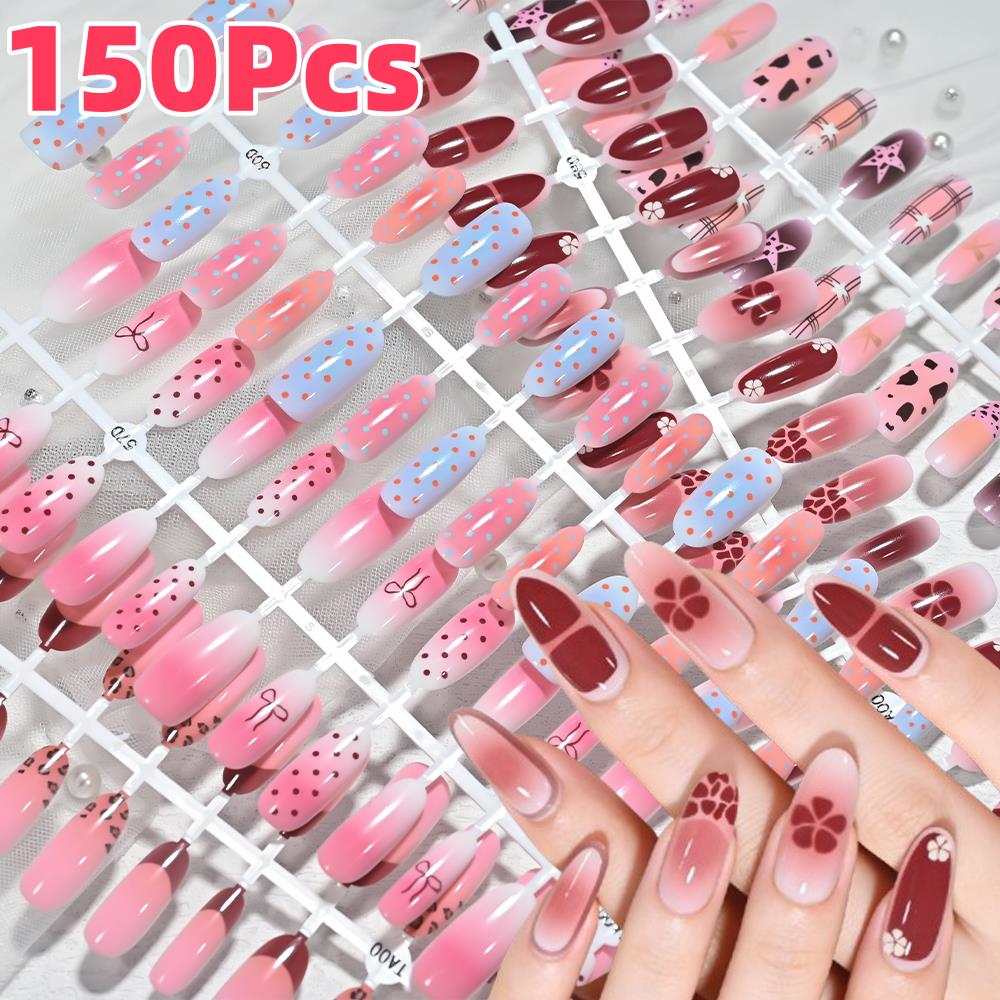Pressed Flower Art - 150Pcs Pink Blue Ombre Leopard Polka