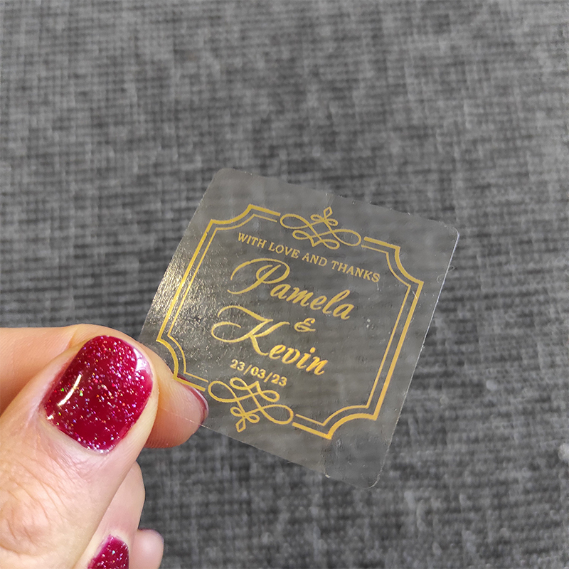 Personalised Candle Label - Custom Gold Foil Wedding Favors Transparent