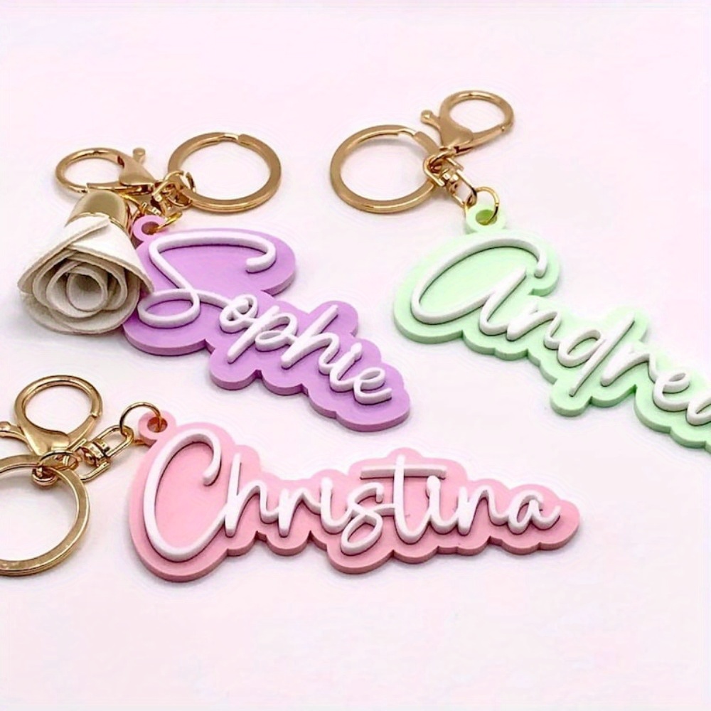 Initial Ring Custom - Personalized Custom Name Keychain Double Layer