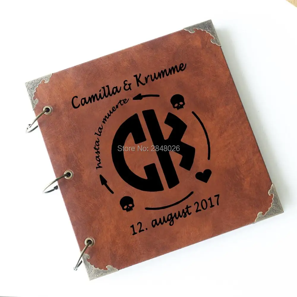 Custom Photo Book - Monogram sugar love wedding guestbook,Custom leather