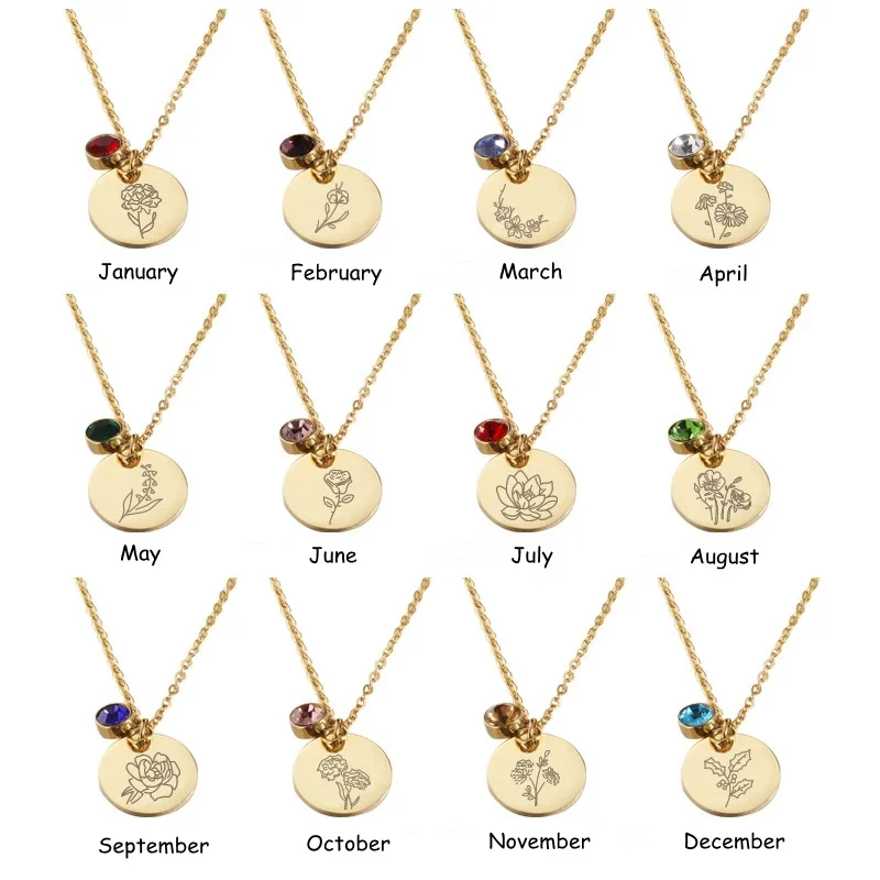 Birth Month Flowers Clipart Fl - Birth Flower Necklace ulasan dan harga