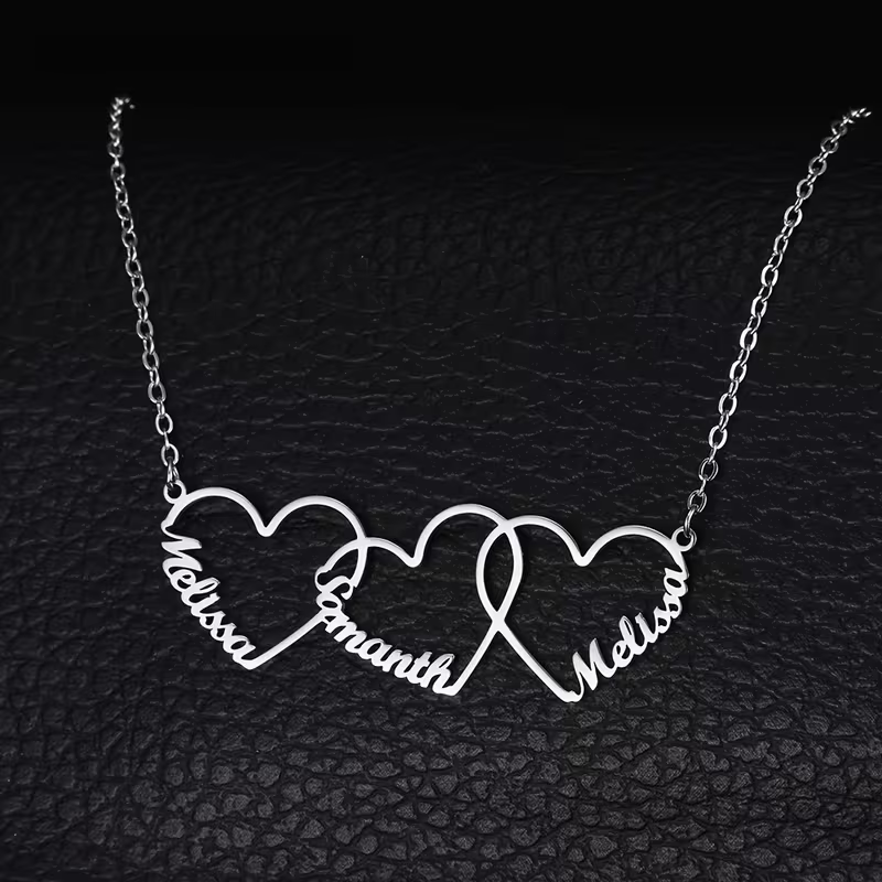 Custom Interlocking Heart Name - Name Necklace Custom ulasan dan harga