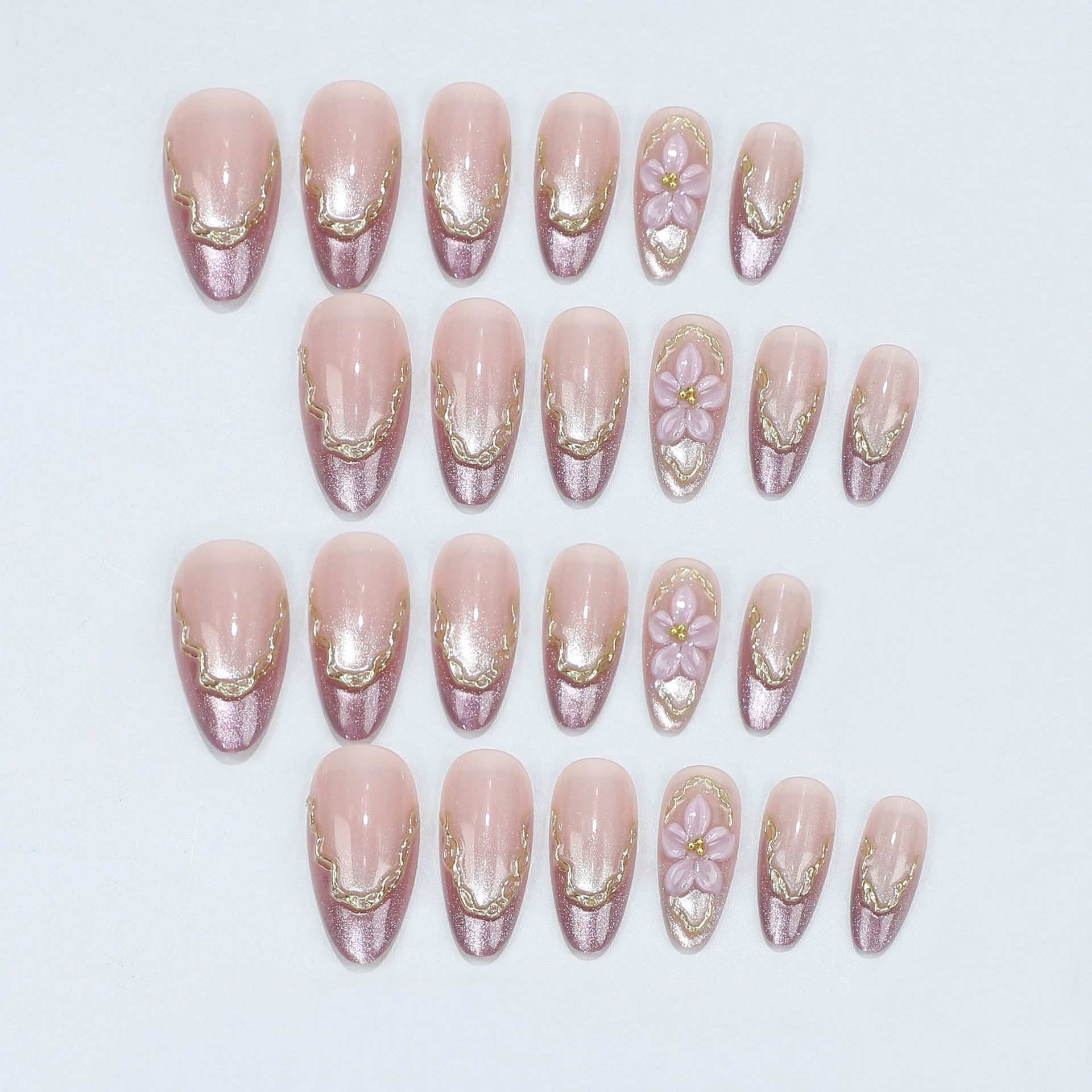 3D flowers fake nails with glo - Pressed Flower Art ulasan dan harga