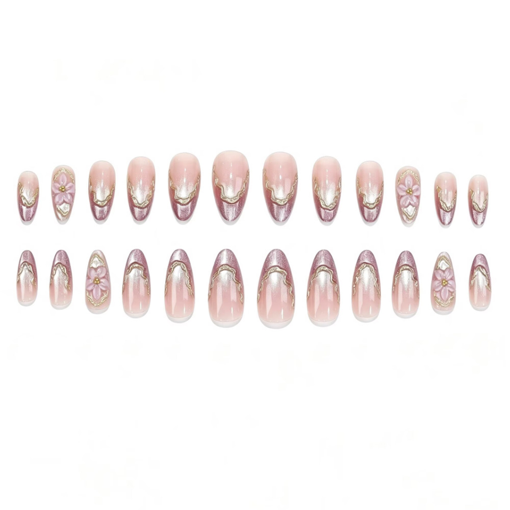 3D flowers fake nails with glo - Pressed Flower Art ulasan dan harga