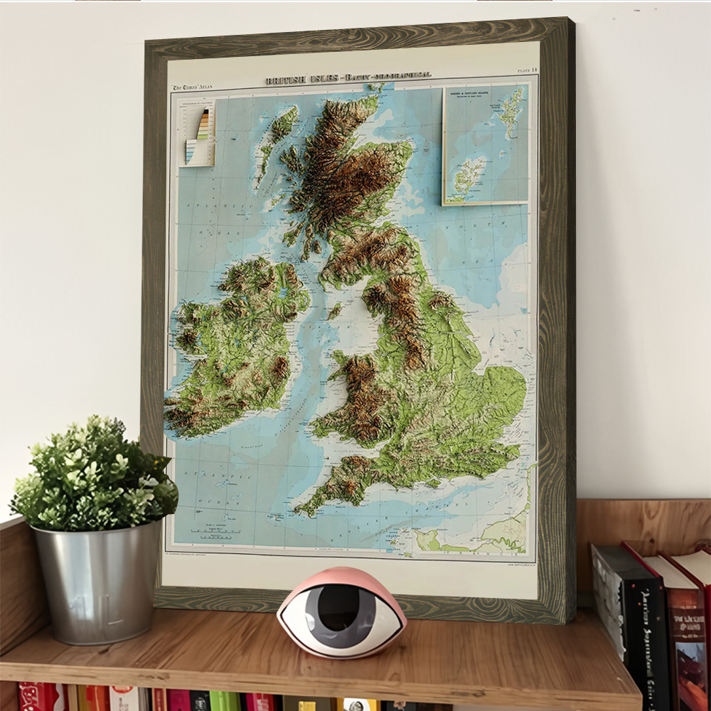 3D Relief Map of 1922 British  - Custom Map Poster ulasan dan harga