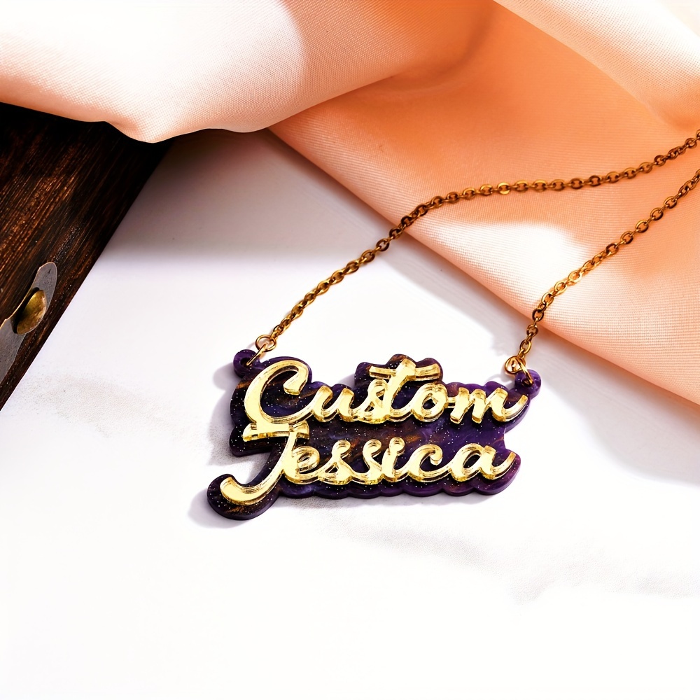 Personalized double-layer acry - Name Necklace Custom ulasan dan harga