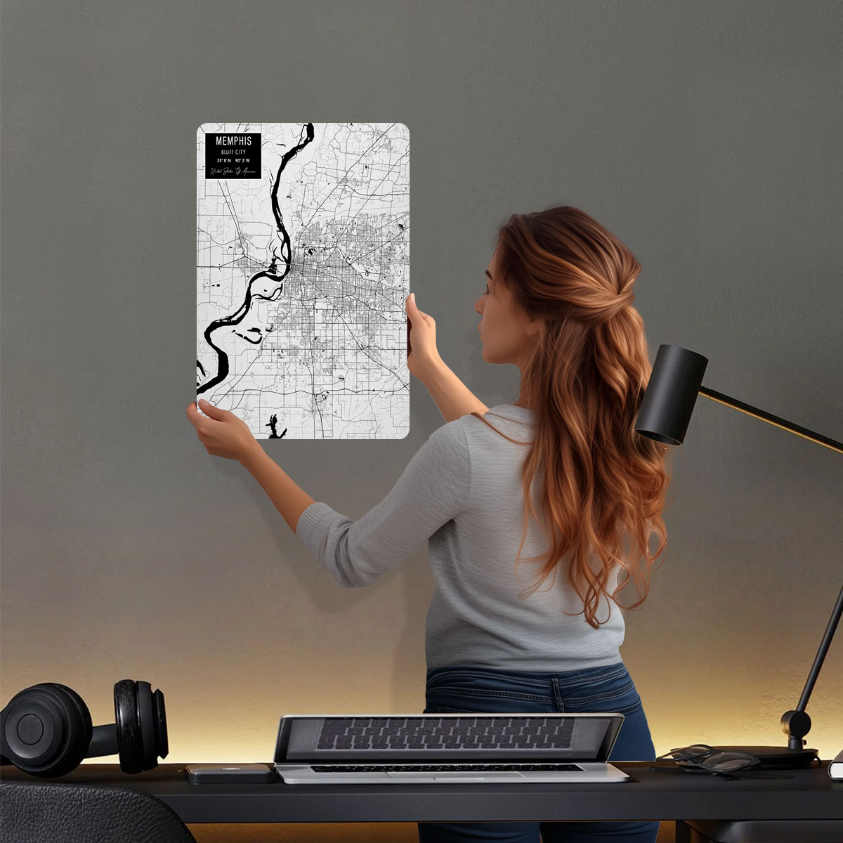 Memphis TN USA Tinplate Signs  - Custom Map Poster ulasan dan harga
