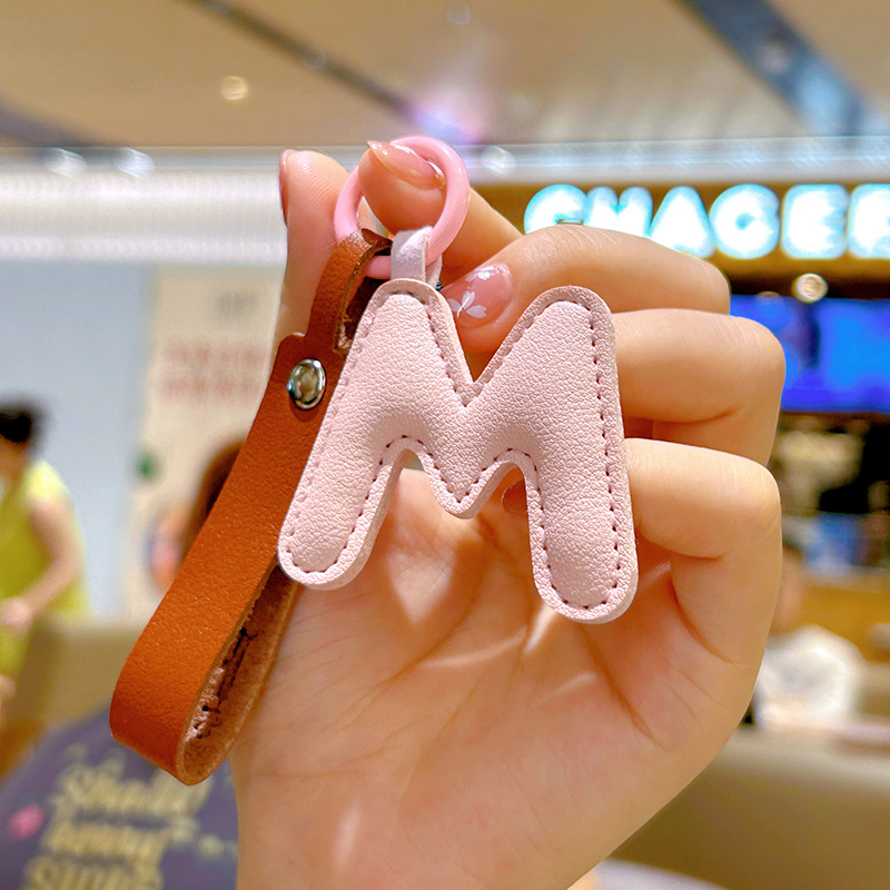 Creative PU Leather 26 Letter  - Monogram Keychain Leather ulasan dan harga