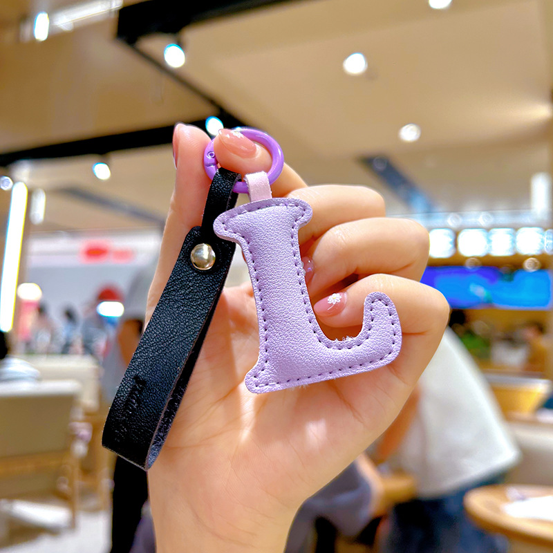 Creative PU Leather 26 Letter  - Monogram Keychain Leather ulasan dan harga