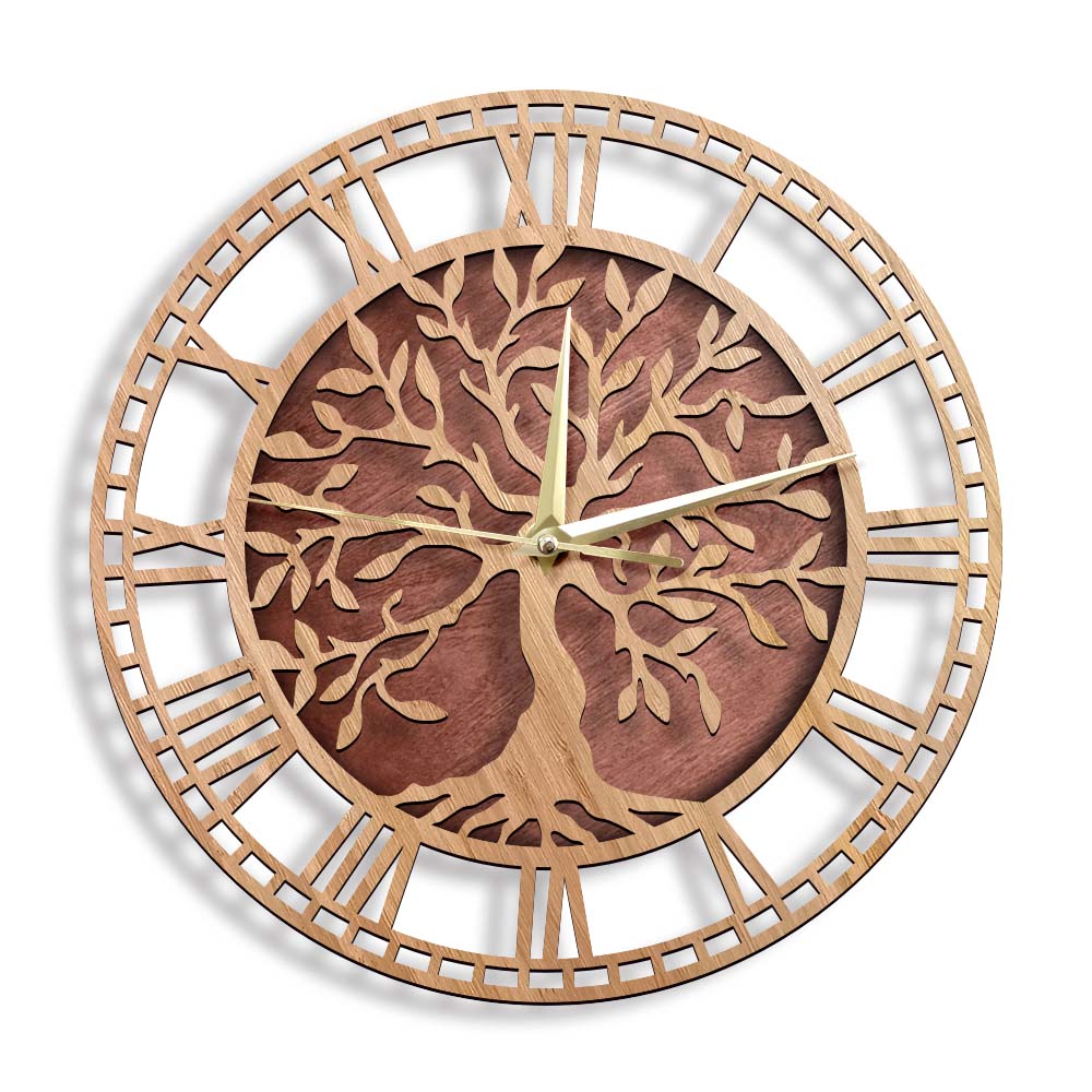 Tree of Life Wooden Wall Clock - Family Tree Print ulasan dan harga
