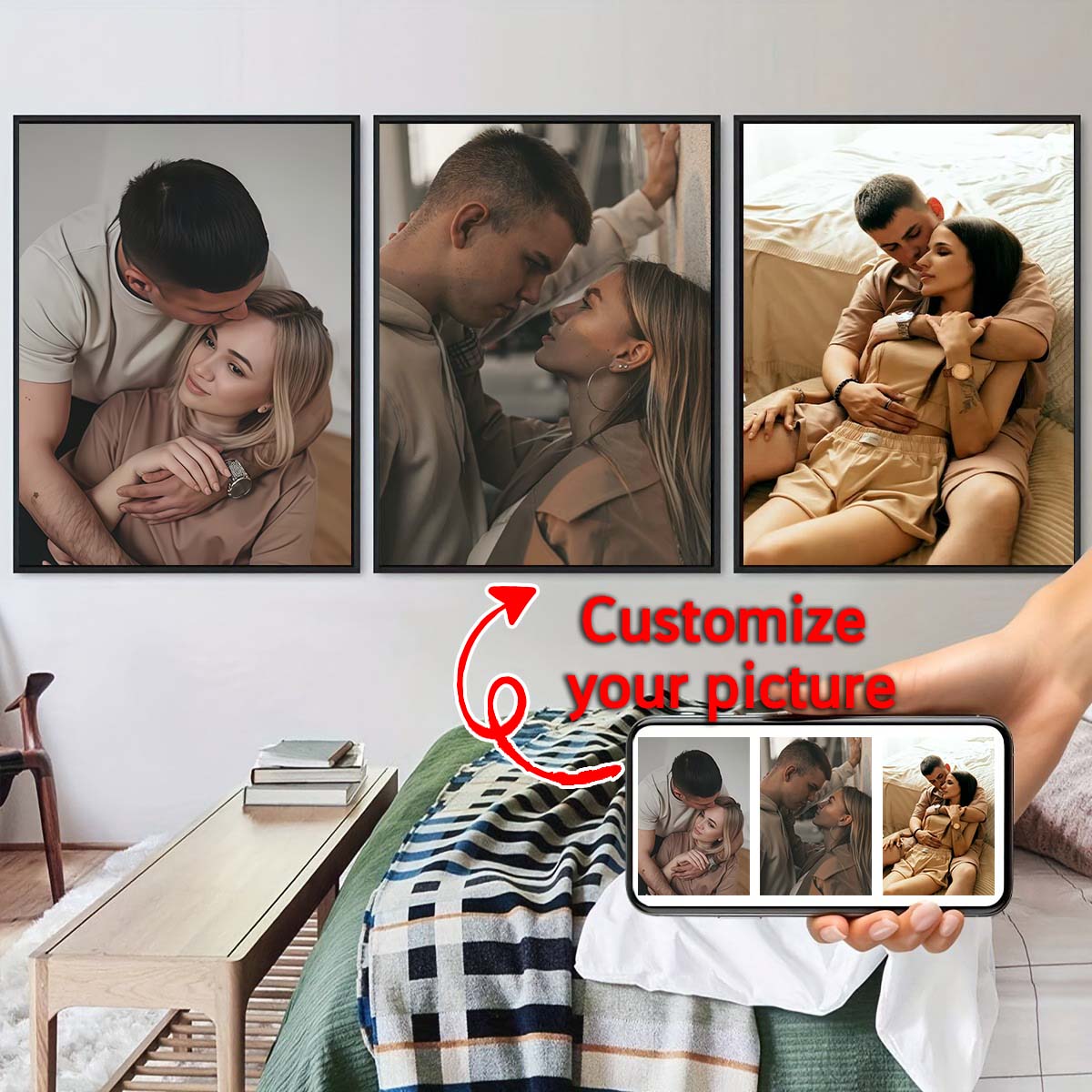 Triptych - 2D custom photo woo - Engraved Wood Frame ulasan dan harga