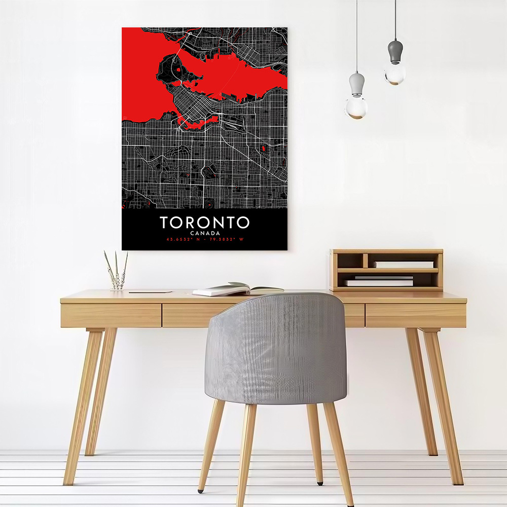 Toronto Dark Map Canvas Wall A - Custom Map Poster ulasan dan harga