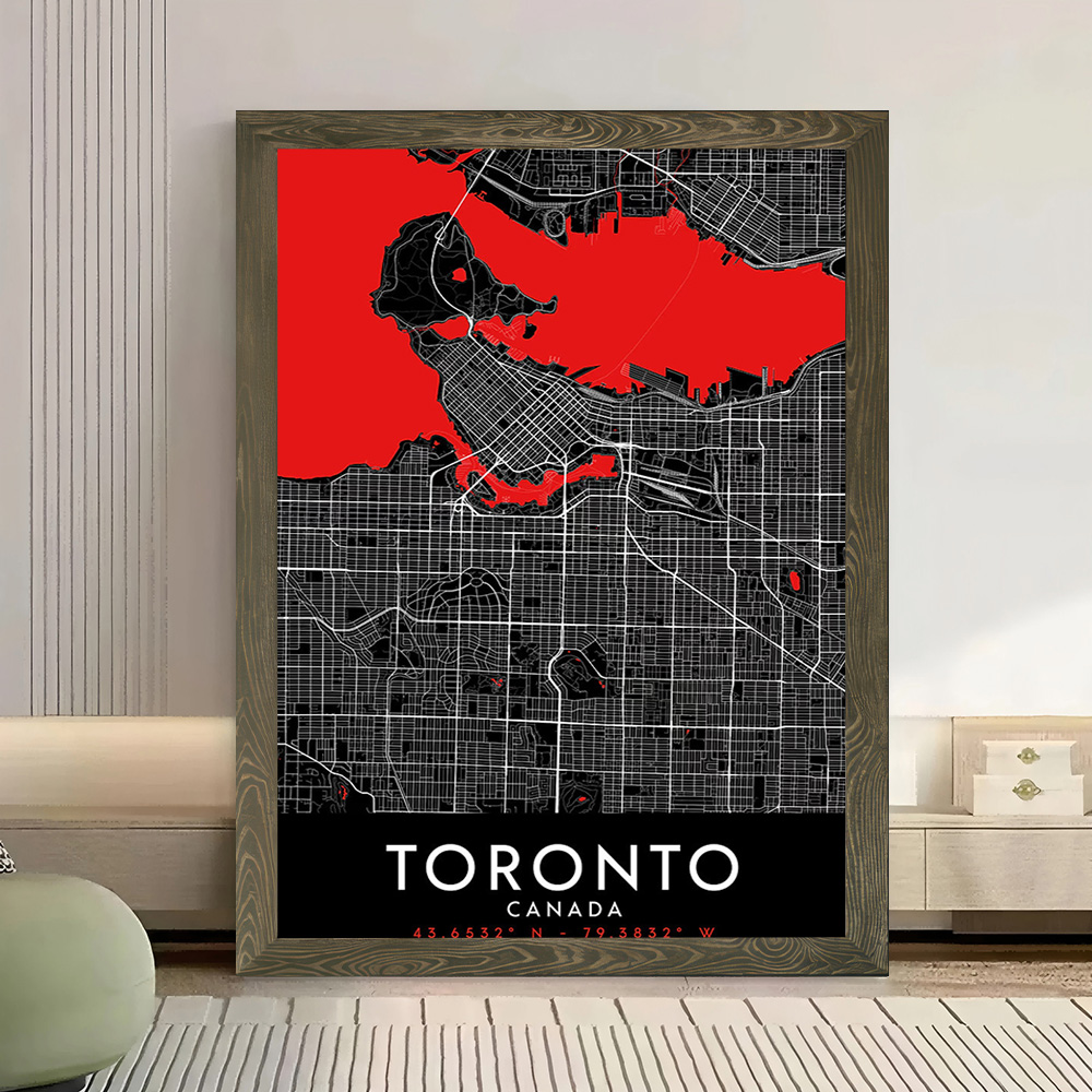 Toronto Dark Map Canvas Wall A - Custom Map Poster ulasan dan harga