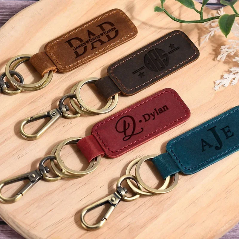 Laser Custom Logo Leather Keyc - Initial Ring Custom ulasan dan harga