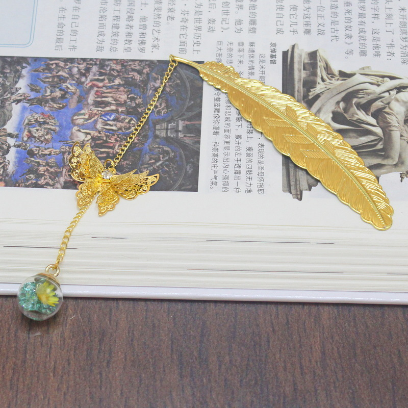 1pc Chinese Style Metal Feathe - Dried Flower Bookmark ulasan dan harga