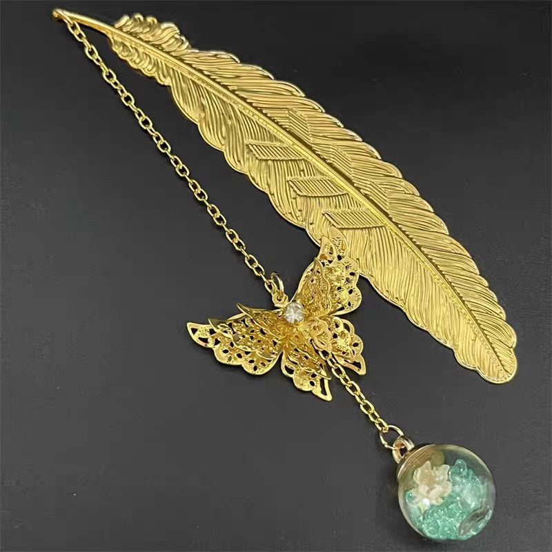 1pc Chinese Style Metal Feathe - Dried Flower Bookmark ulasan dan harga