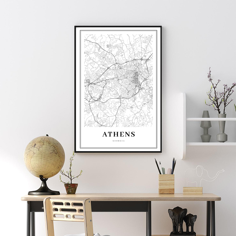 Greece Road Map Poster Black a - Custom Star Map ulasan dan harga