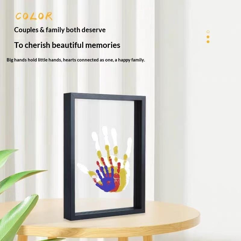 New-1Set Family Handprint Phot - Engraved Wood Frame ulasan dan harga