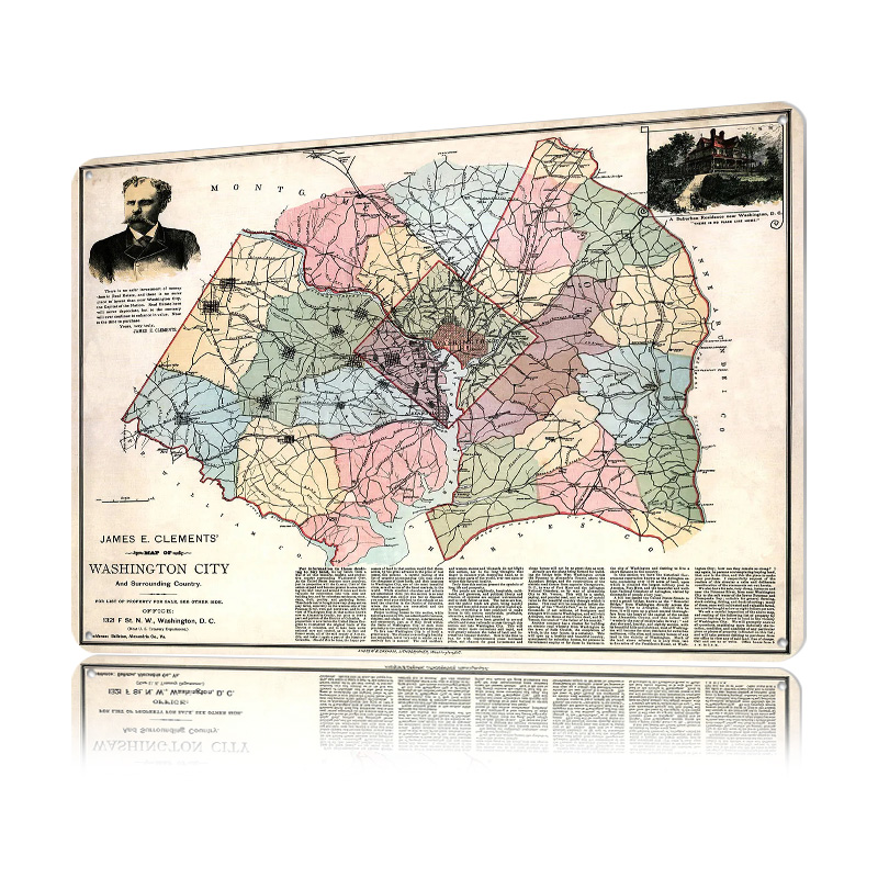 Map of Washington City Printed - Custom Map Poster ulasan dan harga