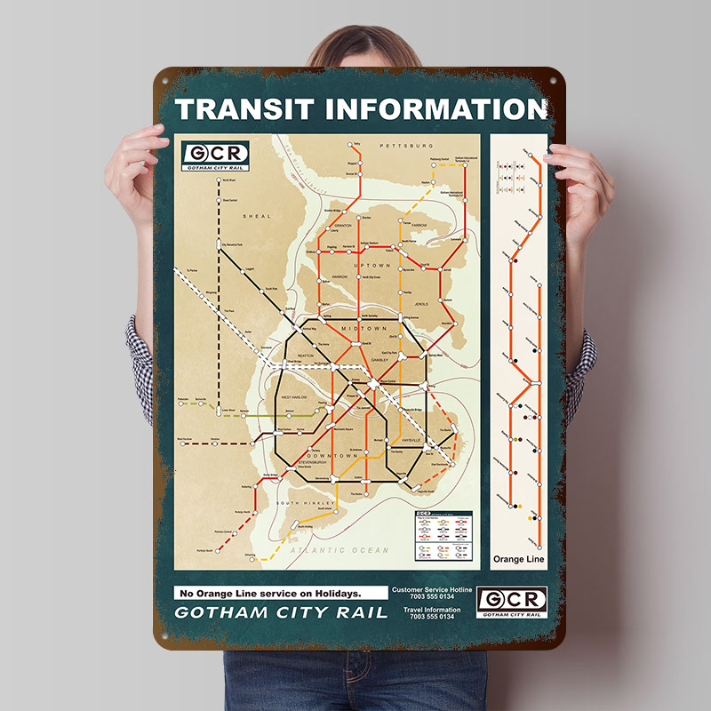 Gotham City Map Printed Poster - Custom Map Poster ulasan dan harga