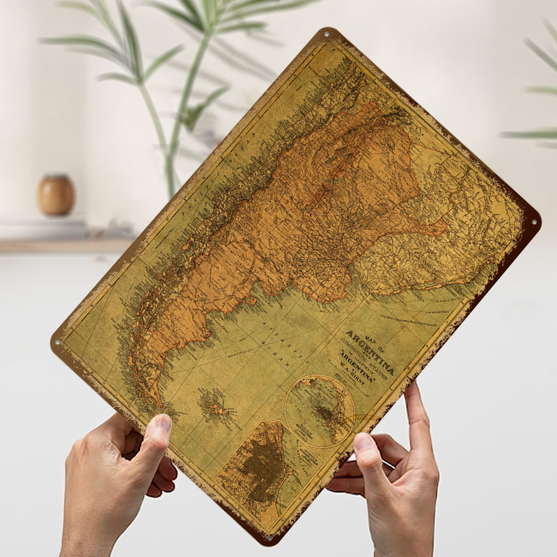 Vintage Map of Argentina Tin P - Custom Map Poster ulasan dan harga
