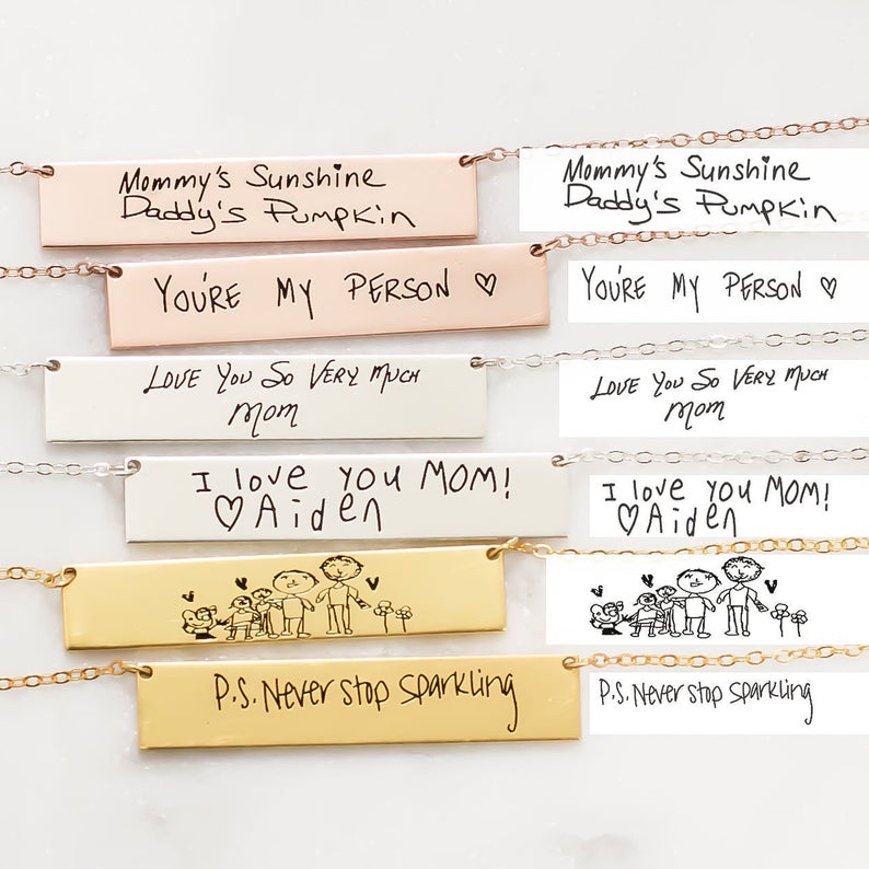 Personalized Custom Actual Han - Handwriting Necklace Bar ulasan dan harga