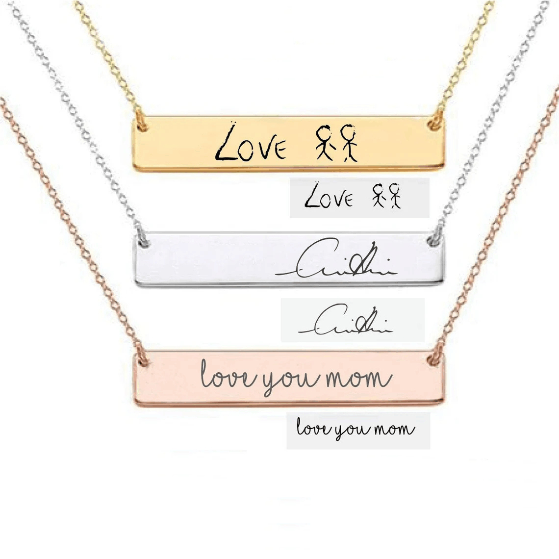 Actual Handwriting Bar Necklac - Handwriting Necklace Bar ulasan dan harga
