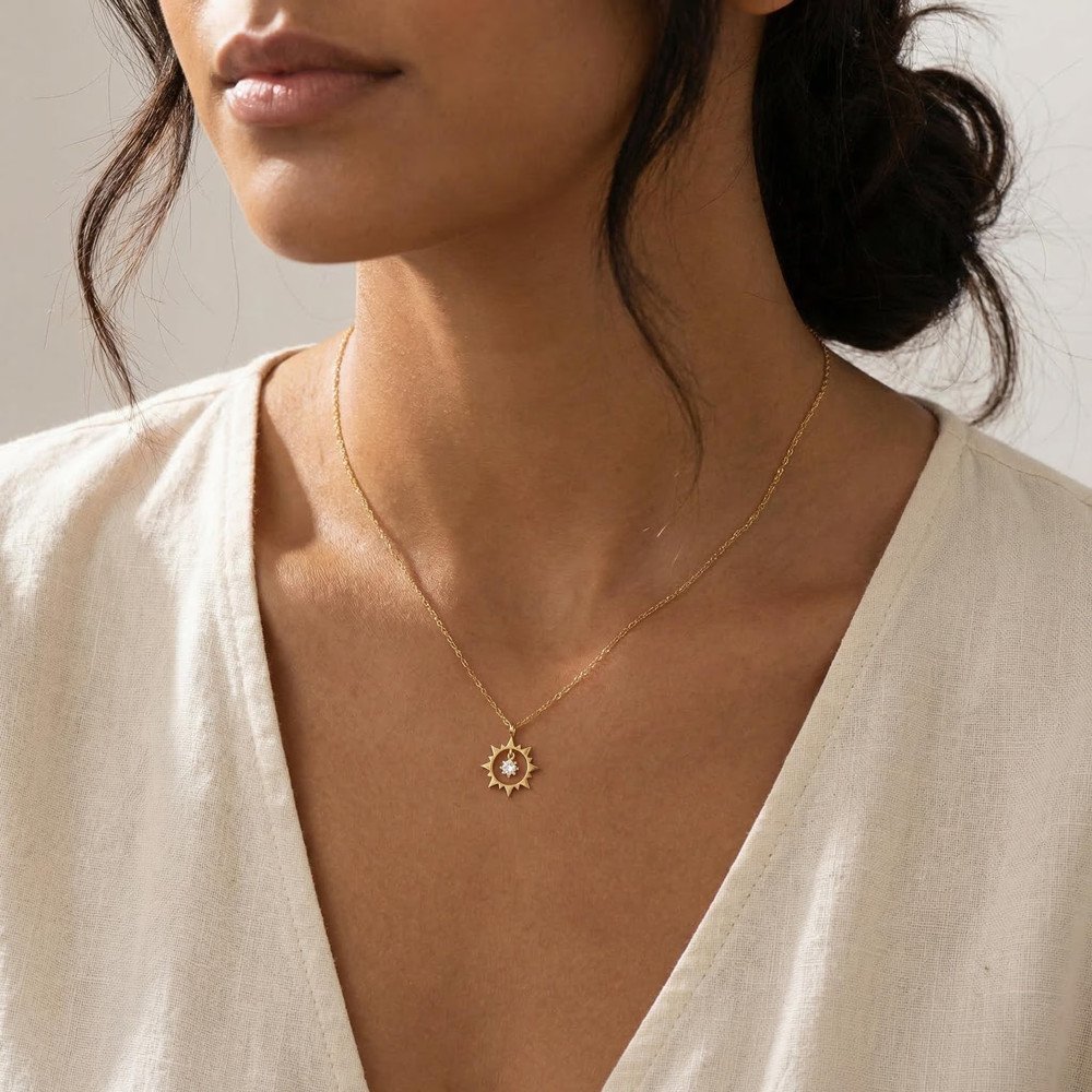 Custom Vintage Sun Necklace St - Birth Flower Necklace ulasan dan harga