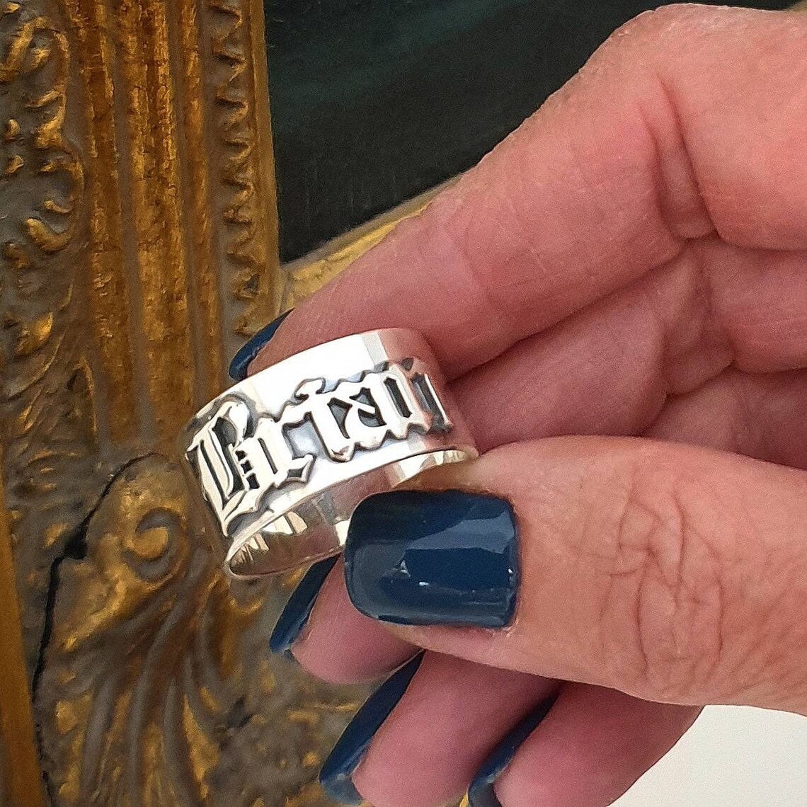 12MM Men' Gothic Rings Persona - Initial Ring Custom ulasan dan harga