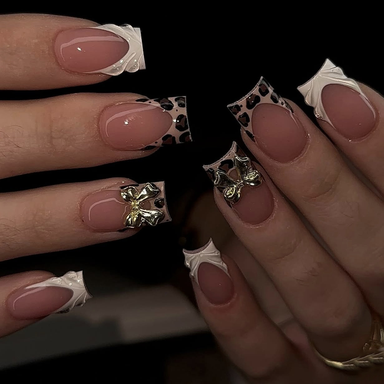 Short square fake nails for wo - Pressed Flower Art ulasan dan harga