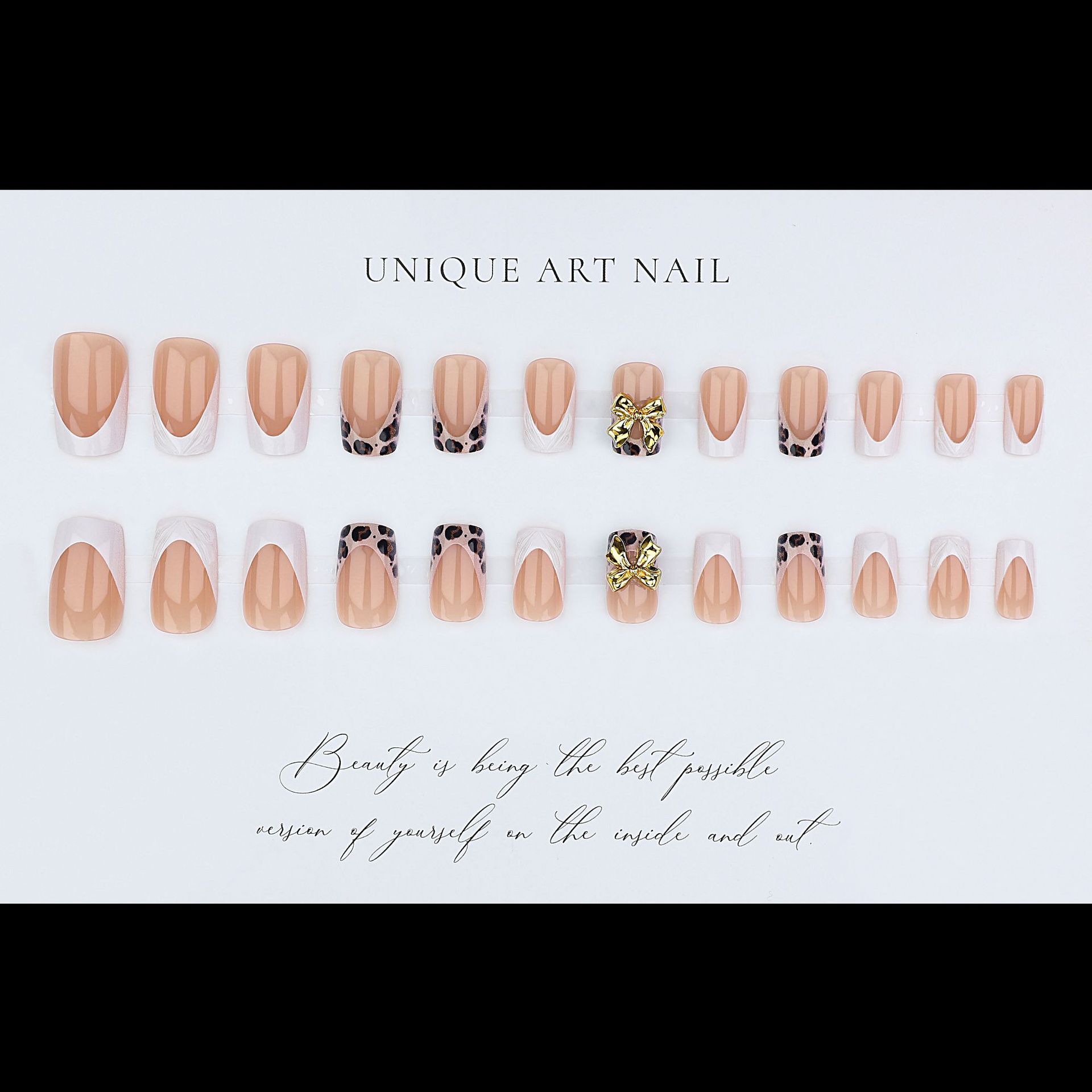 Short square fake nails for wo - Pressed Flower Art ulasan dan harga