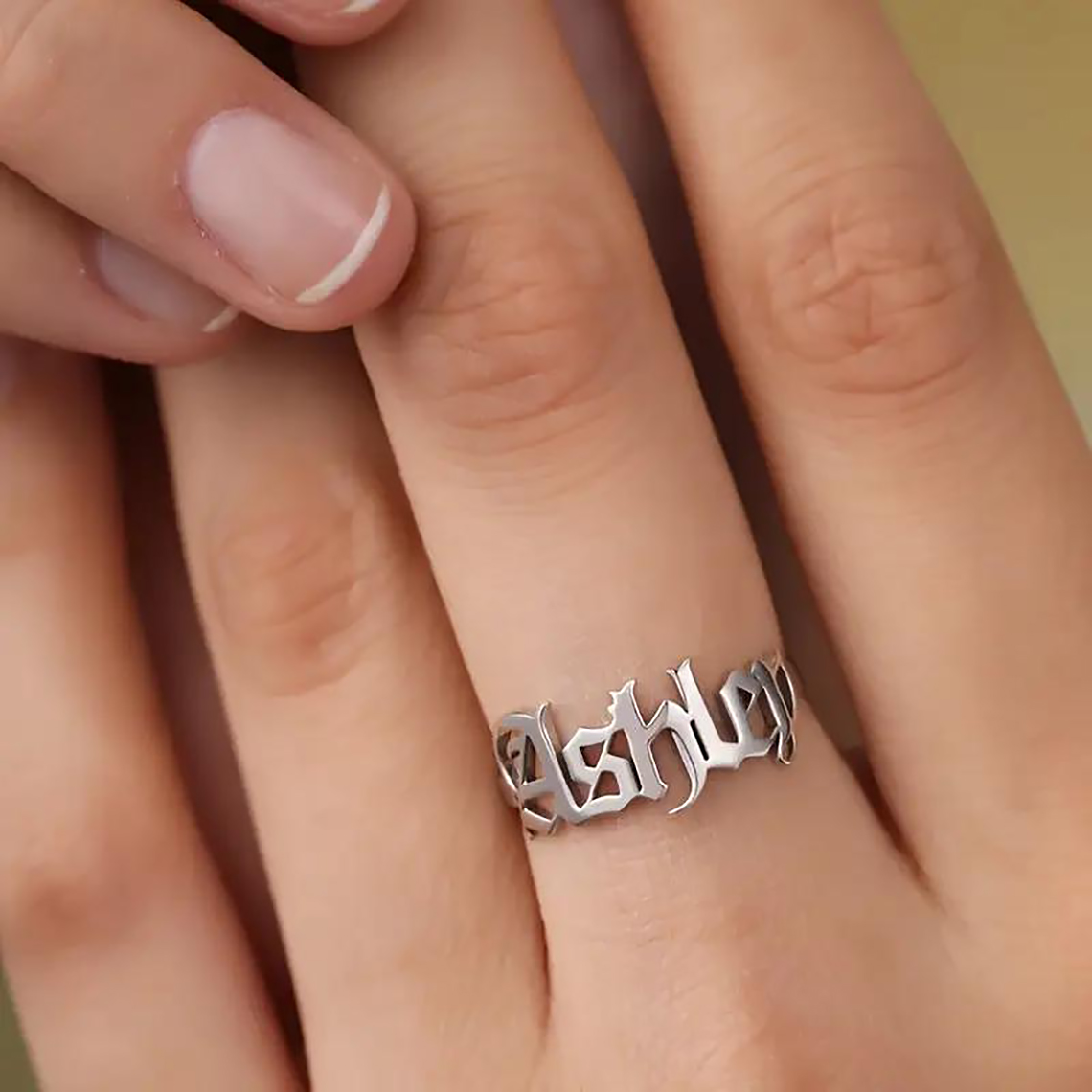 Custom Gold Ring Women Gothic  - Initial Ring Custom ulasan dan harga